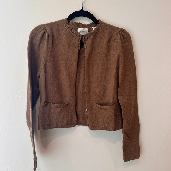 DOEN HOLBROOK CARDIGAN SWEATER -- OAK MELANGE - Picture 1 of 4